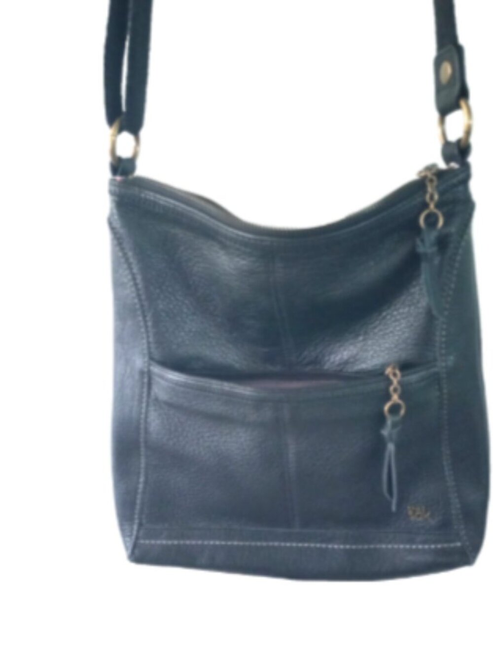 The Sak Iris Black Pebbled Leather Crossbody Bag Adjustable Strap Zip Pocket